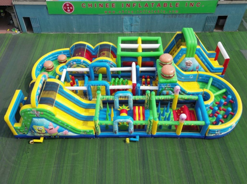 CR2-441 SpongeBob Theme Challenging Run Giant Inflatable Obstacle Courses