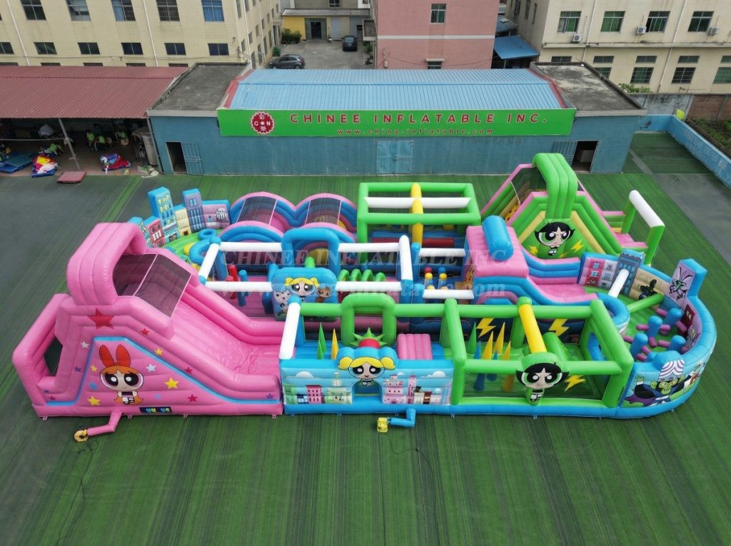 CR2-451 The Powerpuff Girls Theme Challenging Run Giant Inflatable Obstacle Courses