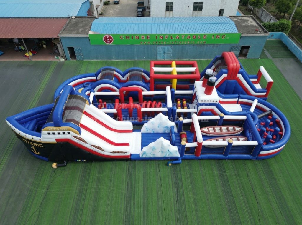 CR2-456 Titanic Theme Challenging Run Giant Inflatable Obstacle Courses