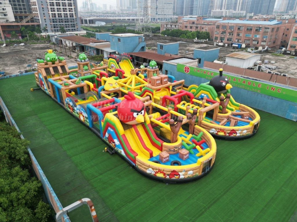 CR2-6 Angry Birds Theme Challenging Run Giant Inflatable Obstacle Courses