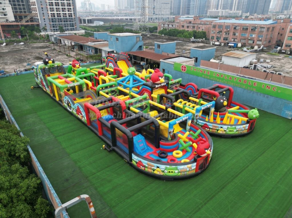 CR2-7 Angry Birds Theme Challenging Run Giant Inflatable Obstacle Courses