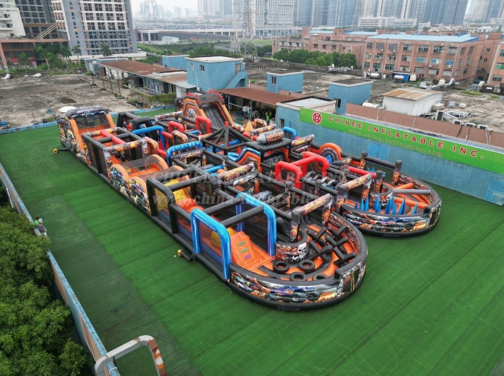 CR2-87 Monster Trucks Theme Challenging Run Giant Inflatable Obstacle Courses