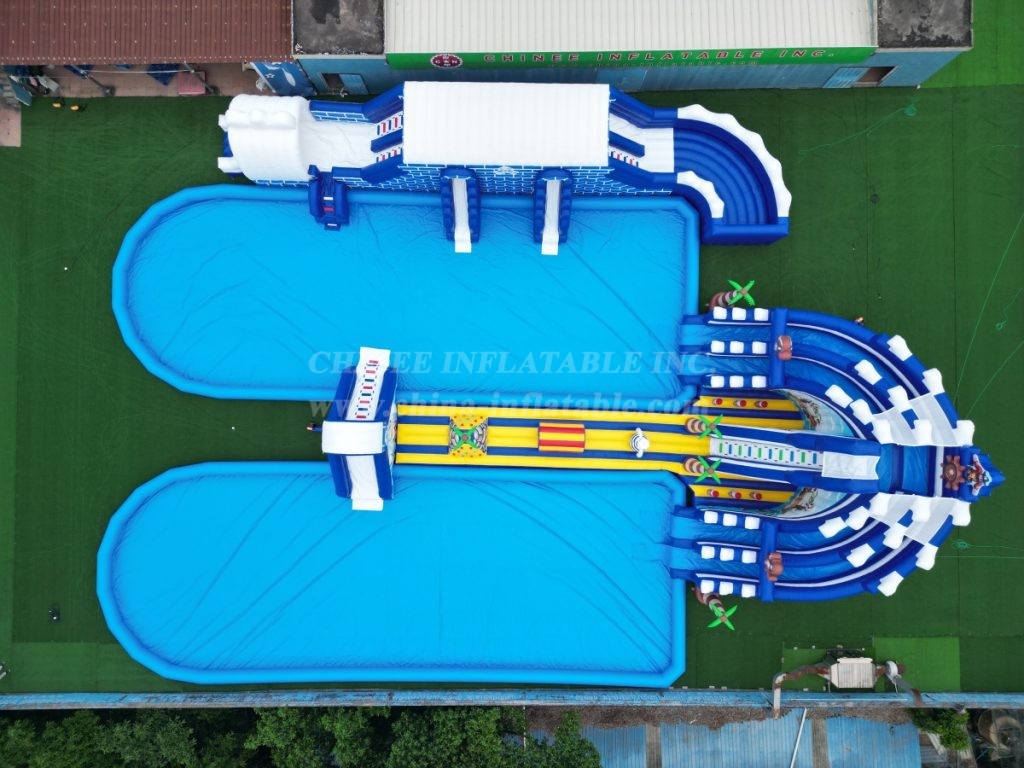 Pool2-815 Pirates Theme Inflatable Water Park Complex with Giant Slides & Pools