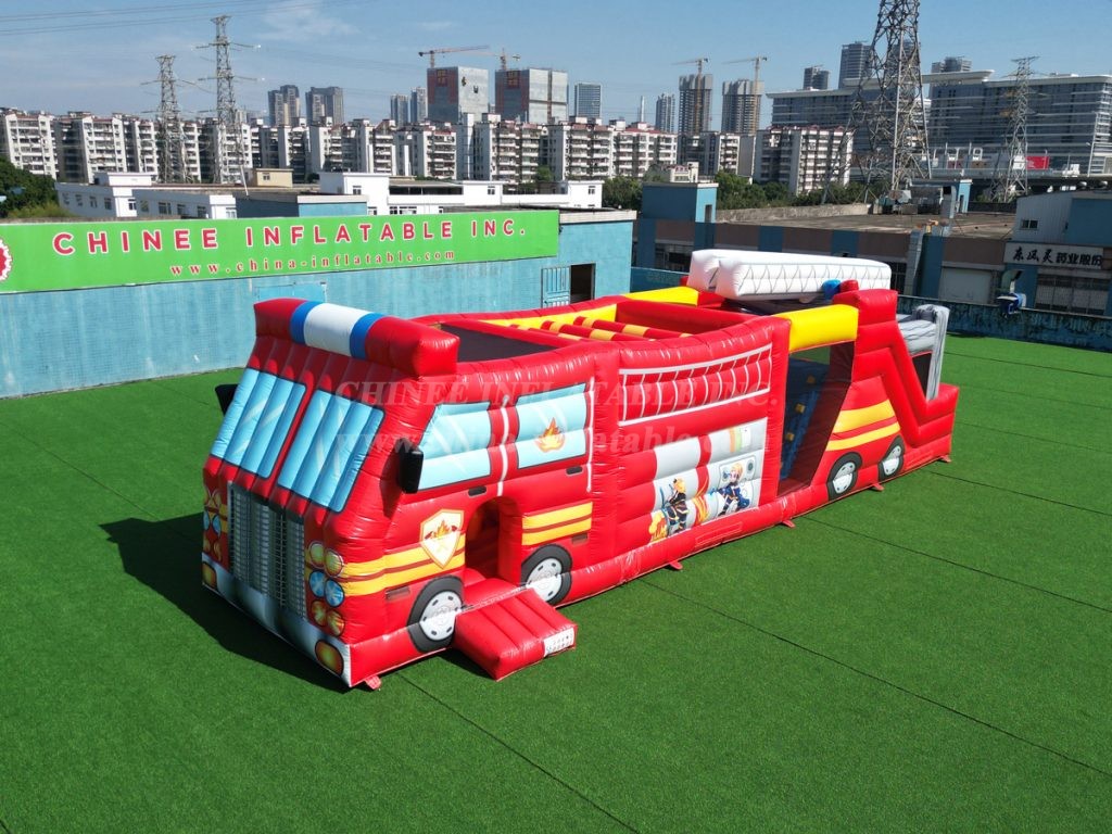 T7-3619 Firetruck Inflatable Obstacle Courses