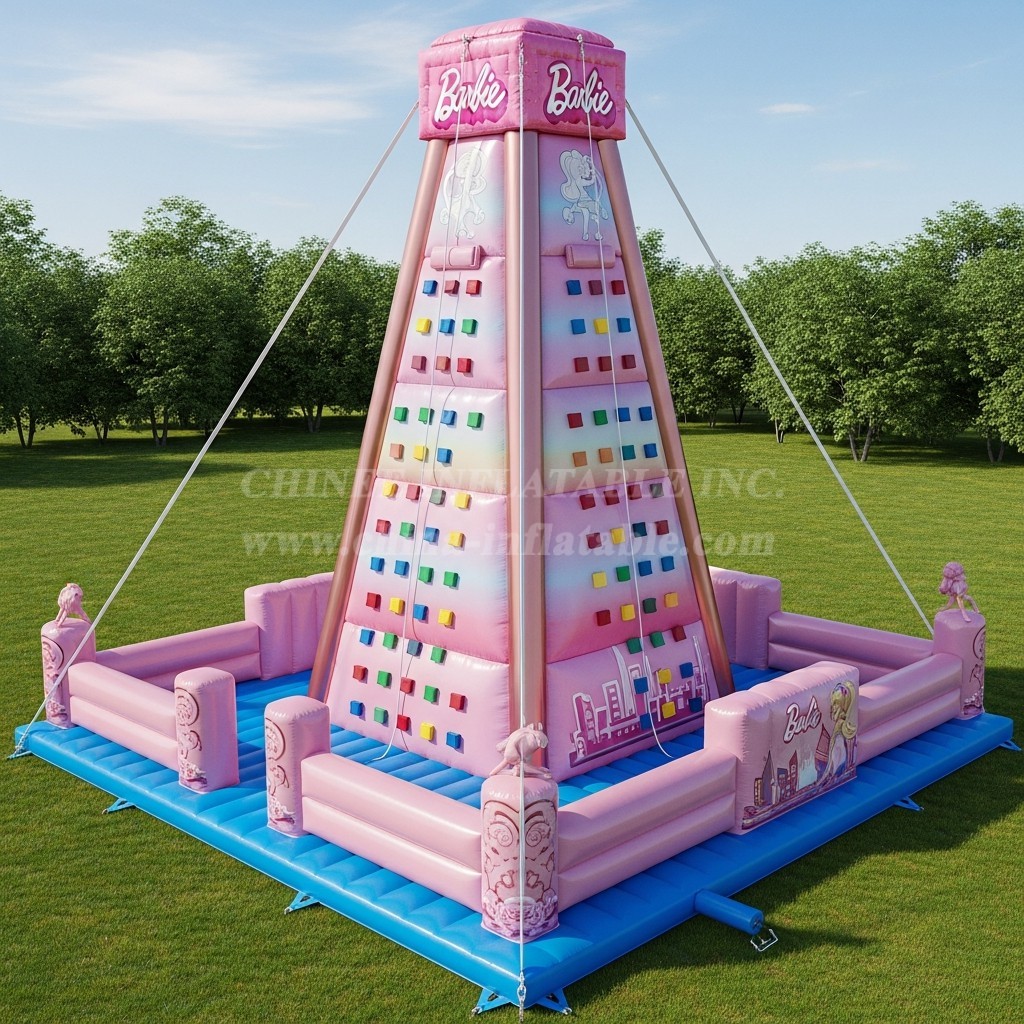 T11-4140 Barbie Theme Inflatable Climbing Wall