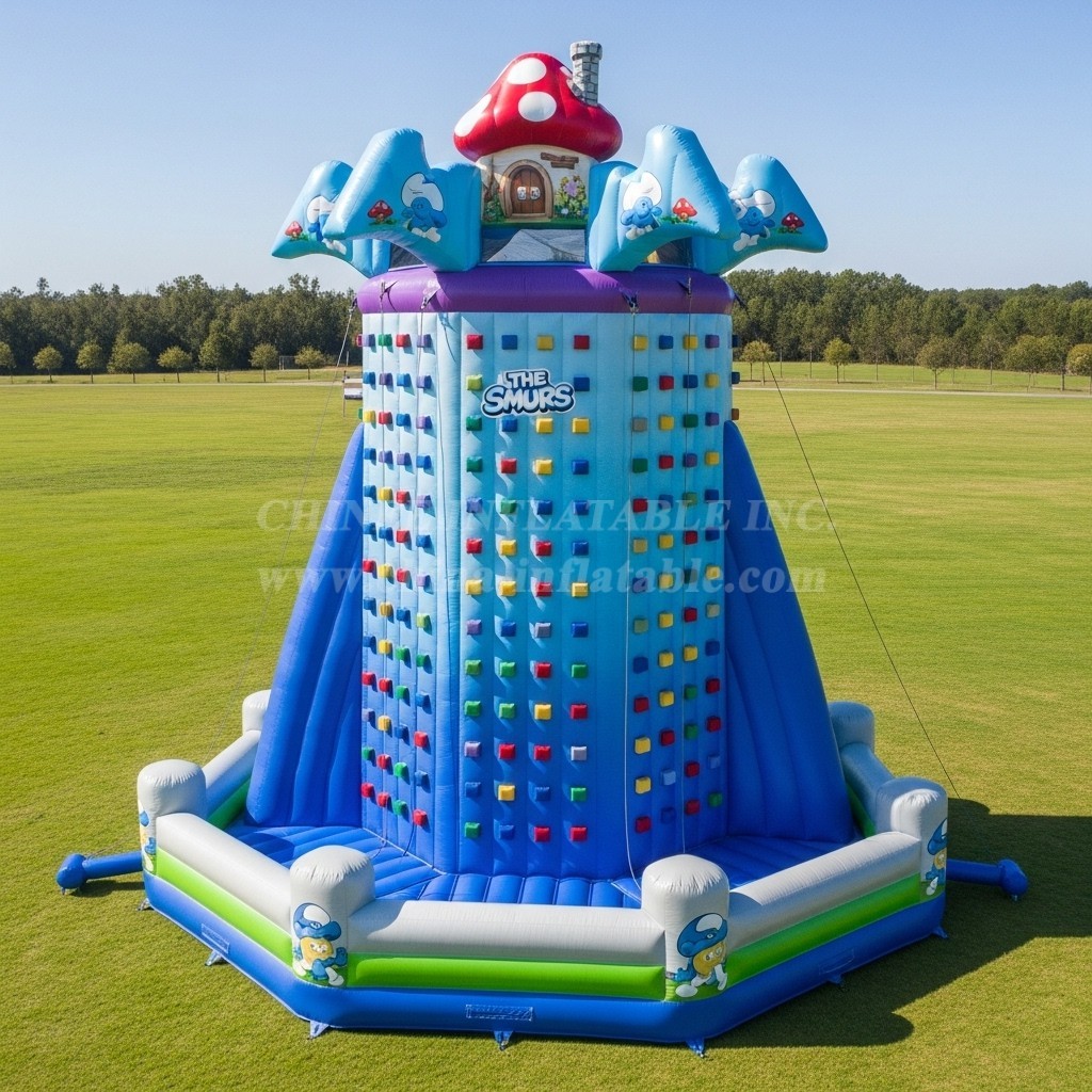 T11-4443 The Smurfs Theme Inflatable Climbing Wall