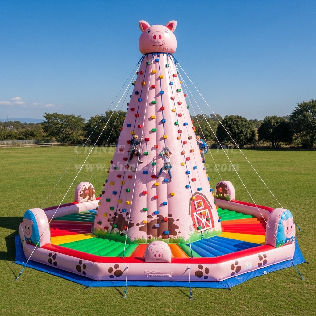 T11-4666 Pig Theme Inflatable Climbing Wall