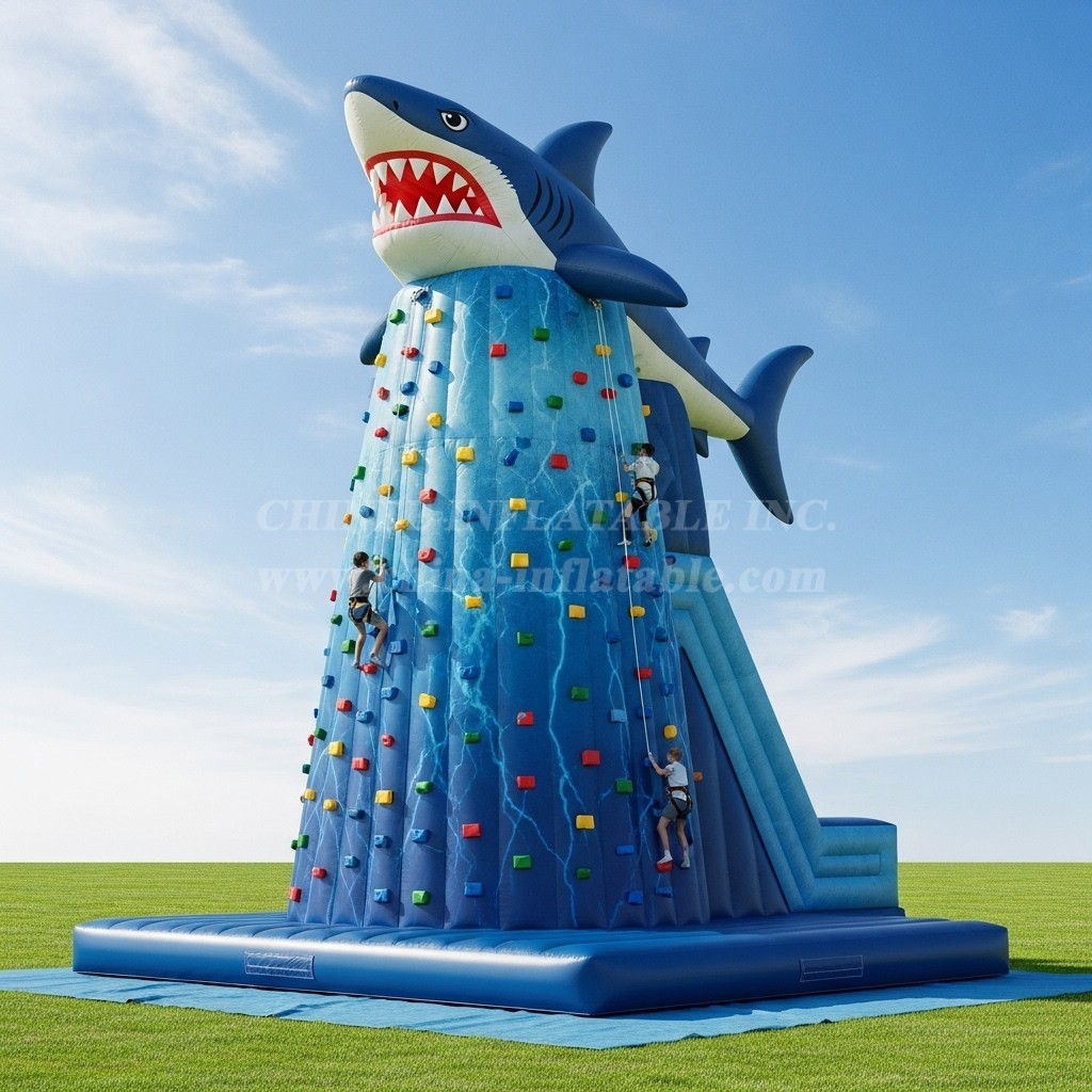 T11-4688 Shark Theme Inflatable Climbing Wall