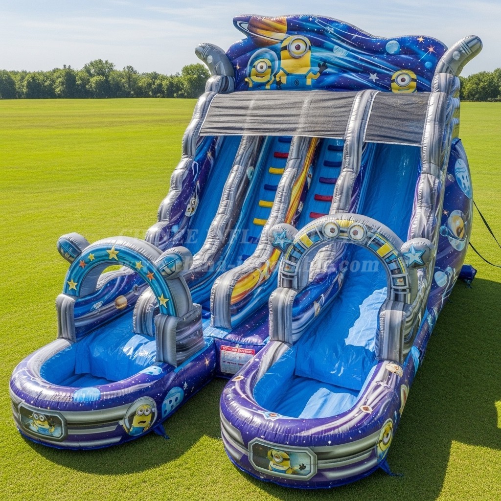 T8-9306 Minions Theme Inflatable Water Slide