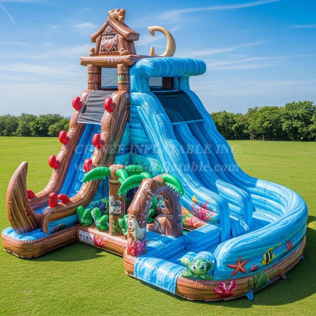 T8-9312 Moana Theme Inflatable Water Slide