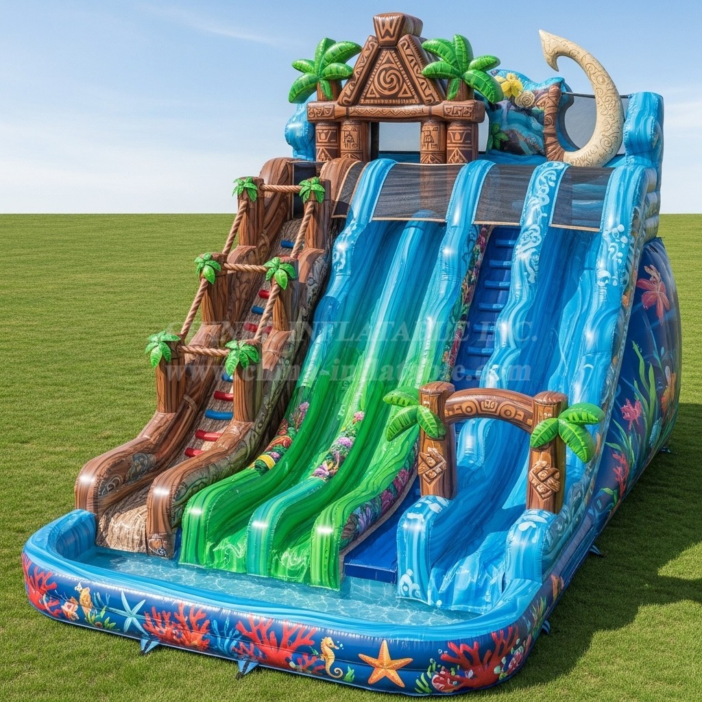 T8-9314 Moana Theme Inflatable Water Slide