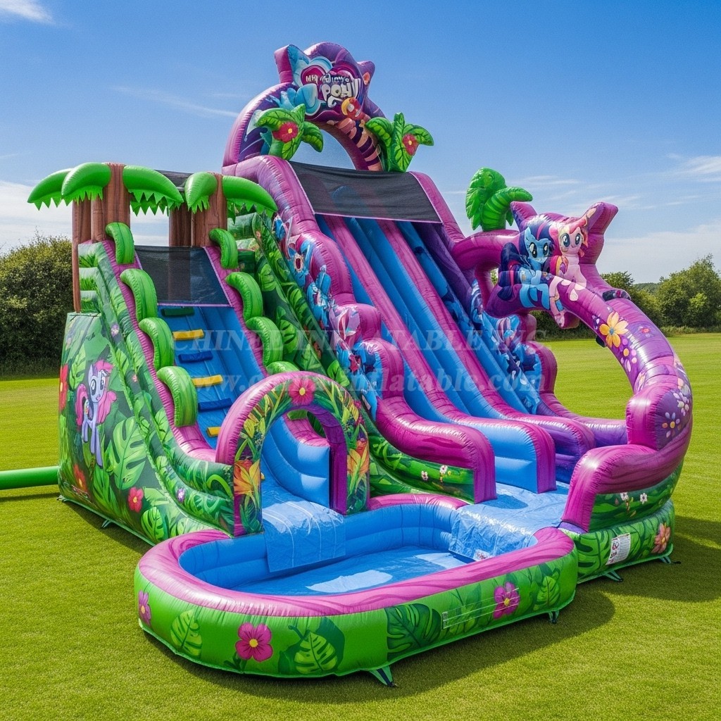 T8-9319 My Little Pony Theme Inflatable Water Slide