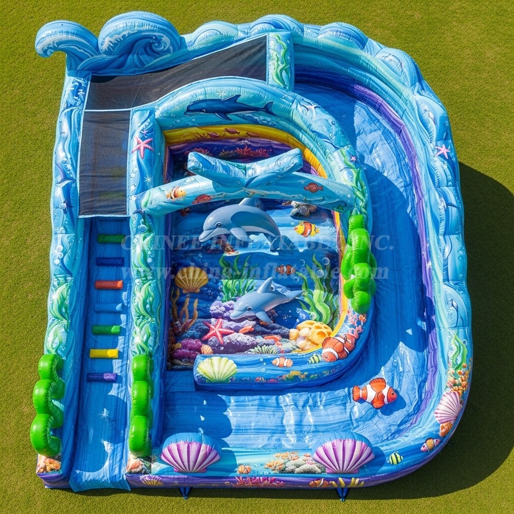 T8-9322 Ocean Theme Inflatable Water Slide