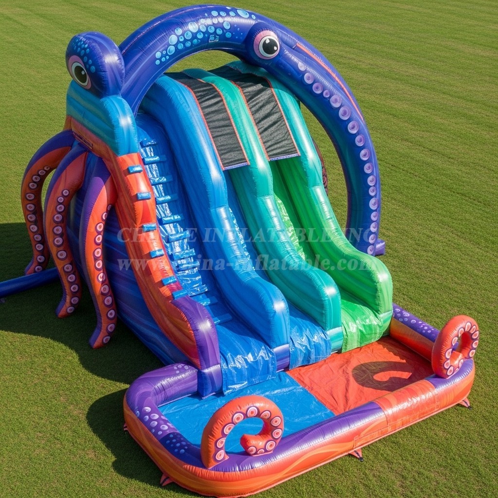 T8-9323 Octopus Theme Inflatable Water Slide