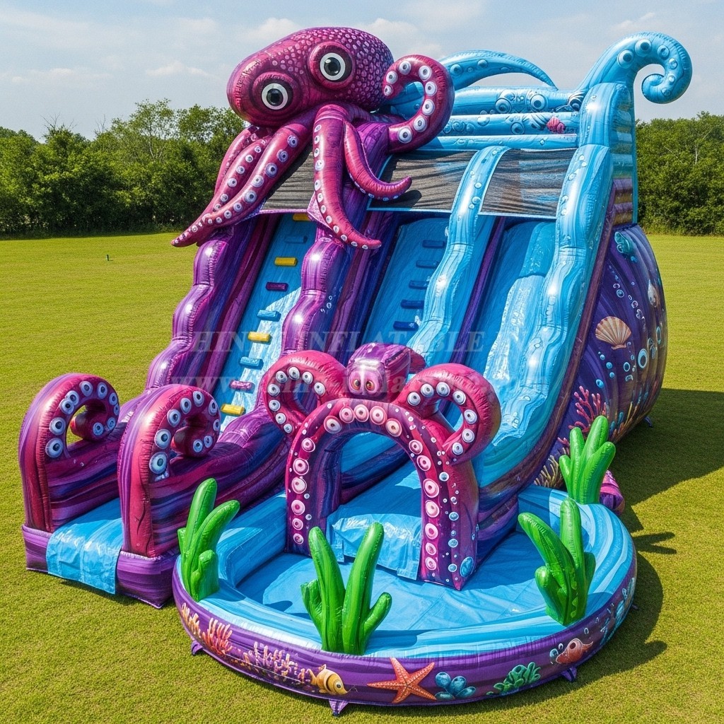 T8-9324 Octopus Theme Inflatable Water Slide