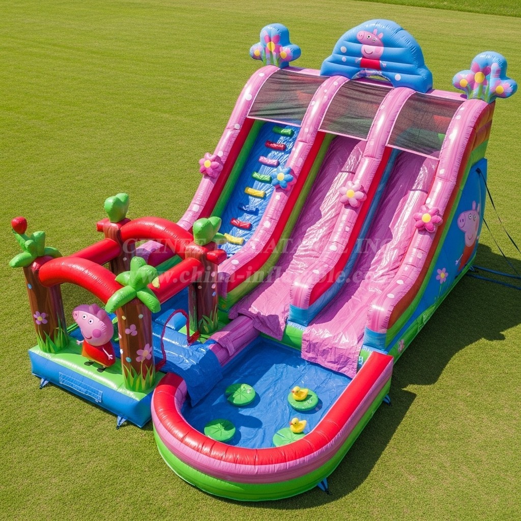 T8-9328 Peppa Pig Theme Inflatable Water Slide