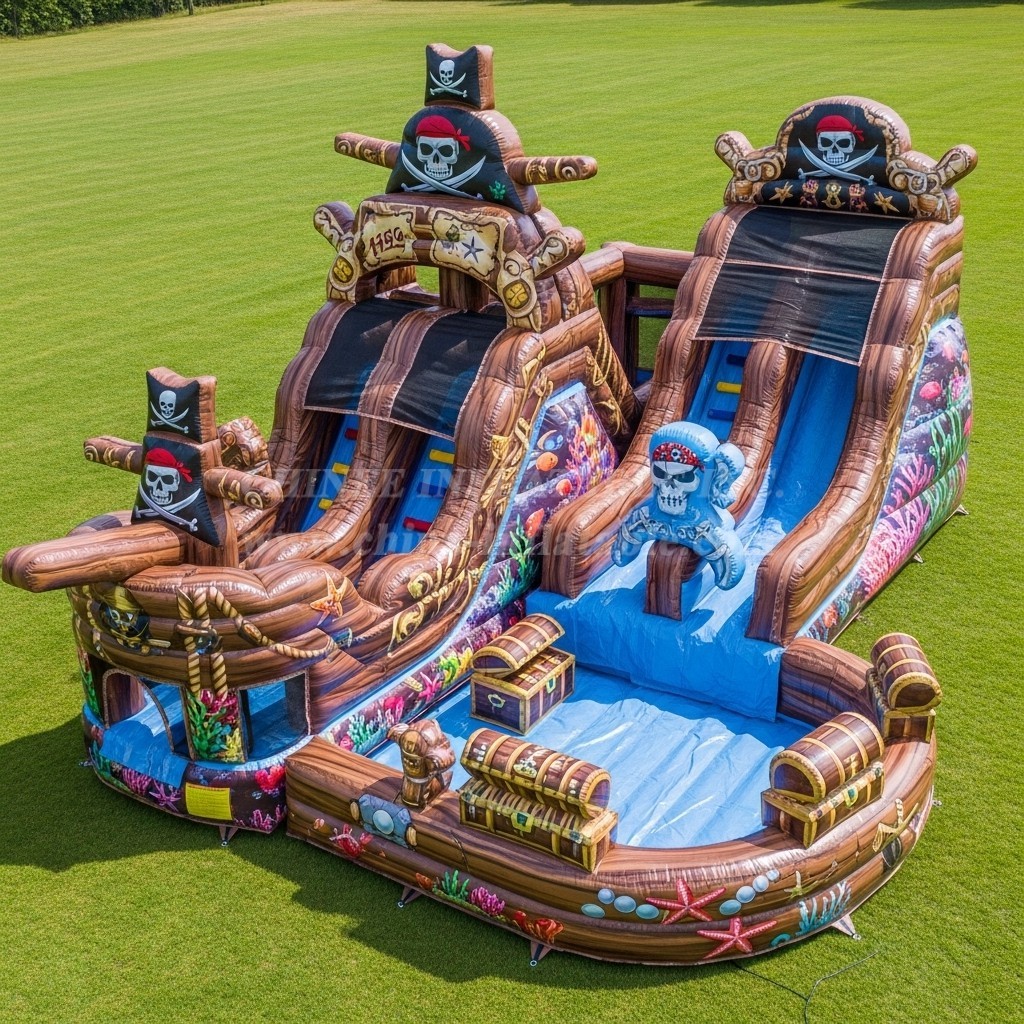 T8-9332 Pirates Theme Inflatable Water Slide