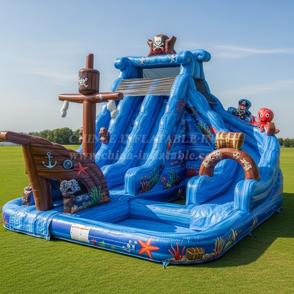 T8-9333 Pirates Theme Inflatable Water Slide