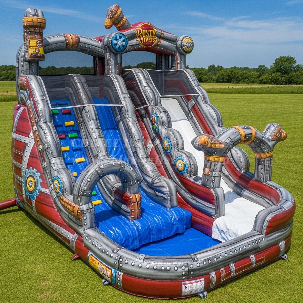 T8-9344 Rusty Rivets Theme Inflatable Water Slide