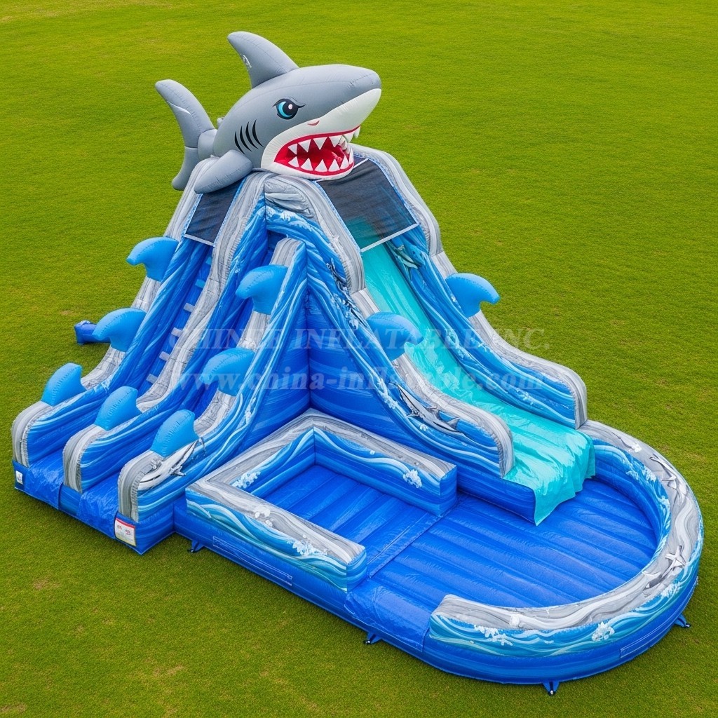 T8-9345 Shark Theme Inflatable Water Slide
