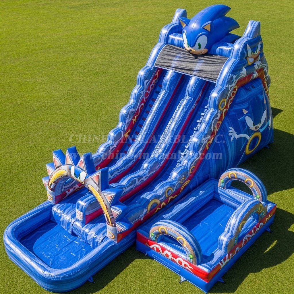 T8-9348 Sonic Theme Inflatable Water Slide