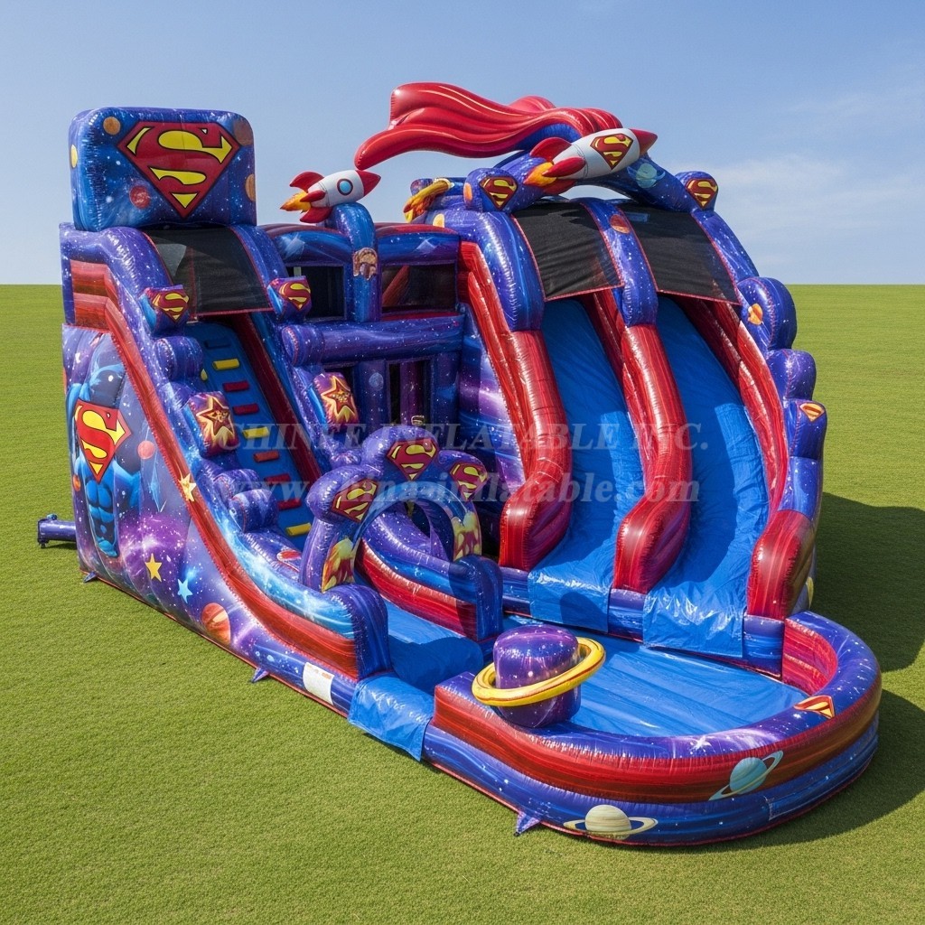 T8-9360 Superman Theme Inflatable Water Slide