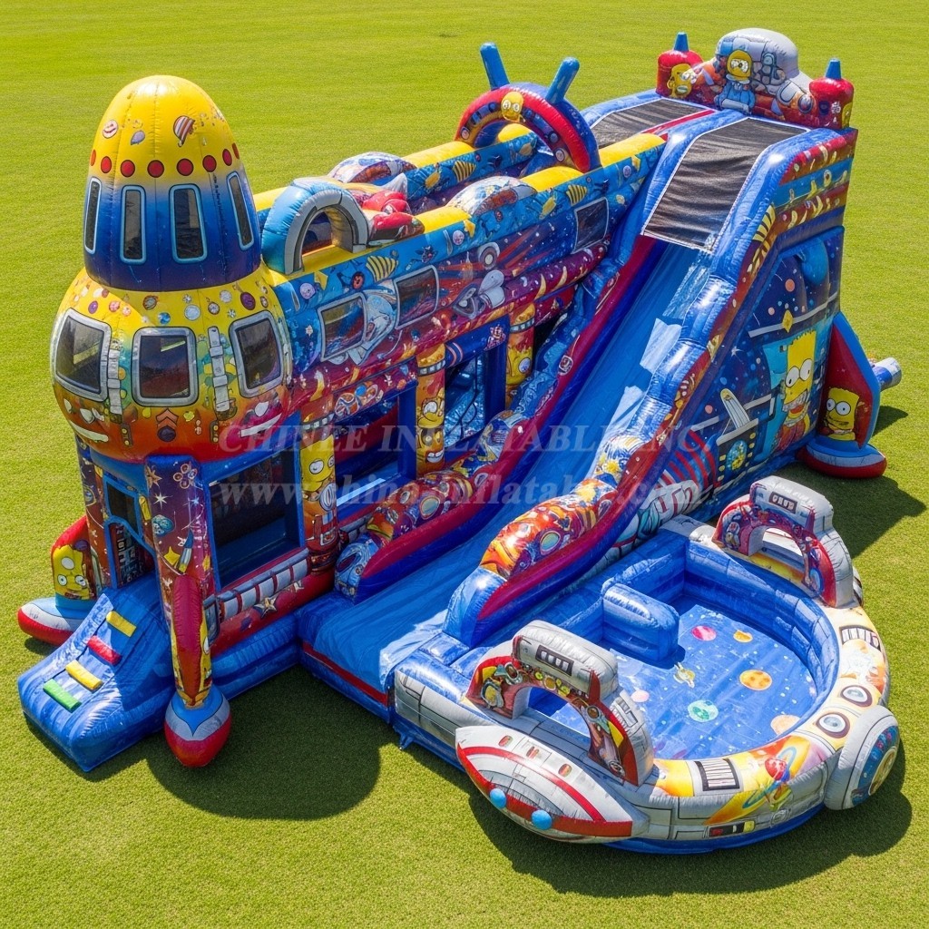 T8-9373 The Simpsons Theme Inflatable Water Slide