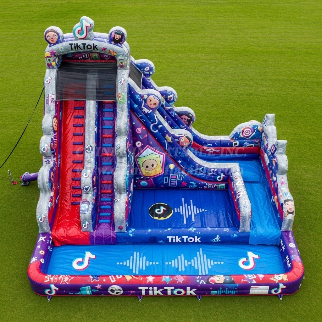 T8-9376 TikTok Theme Inflatable Water Slide