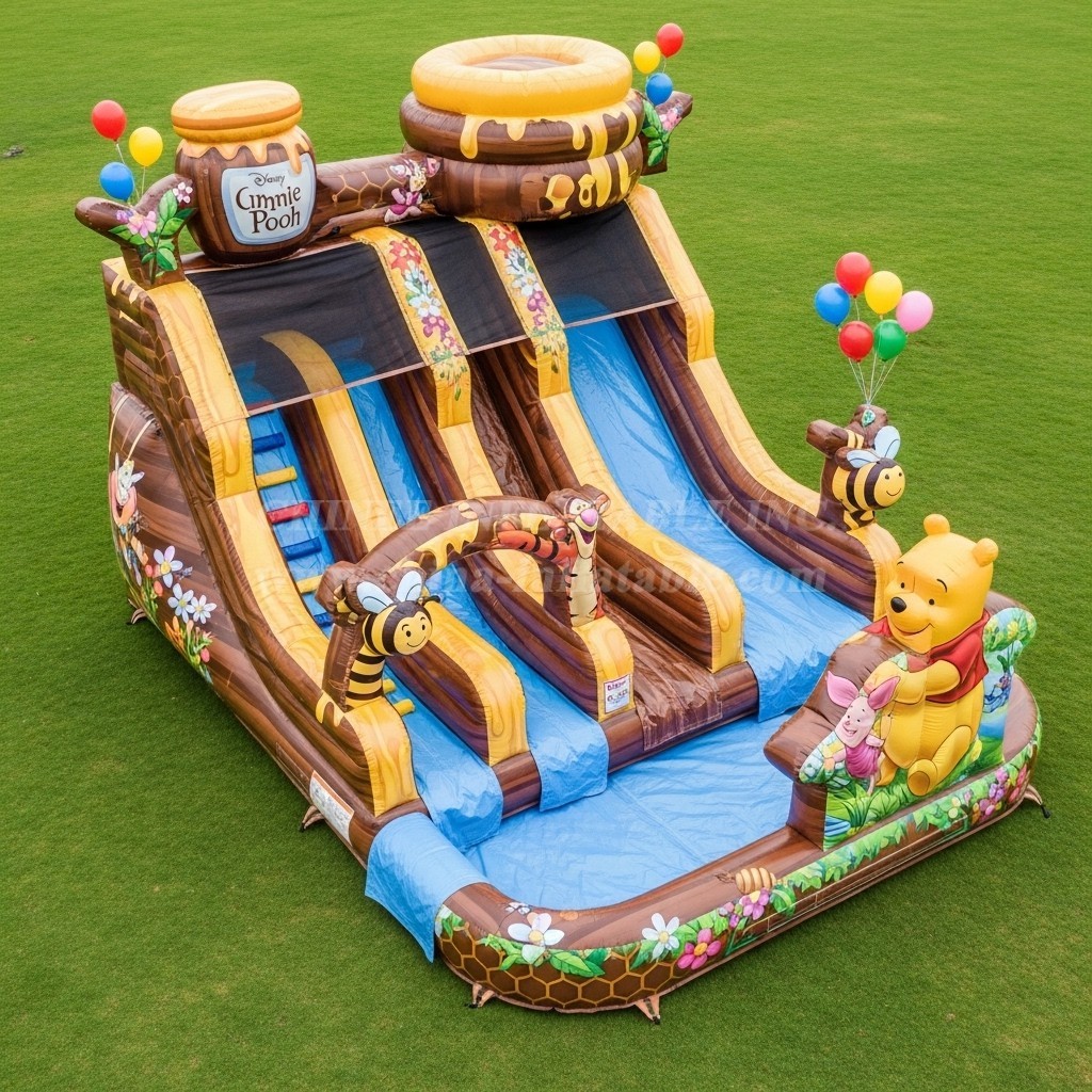 T8-9384 Winnie the Pooh Theme Inflatable Water Slide