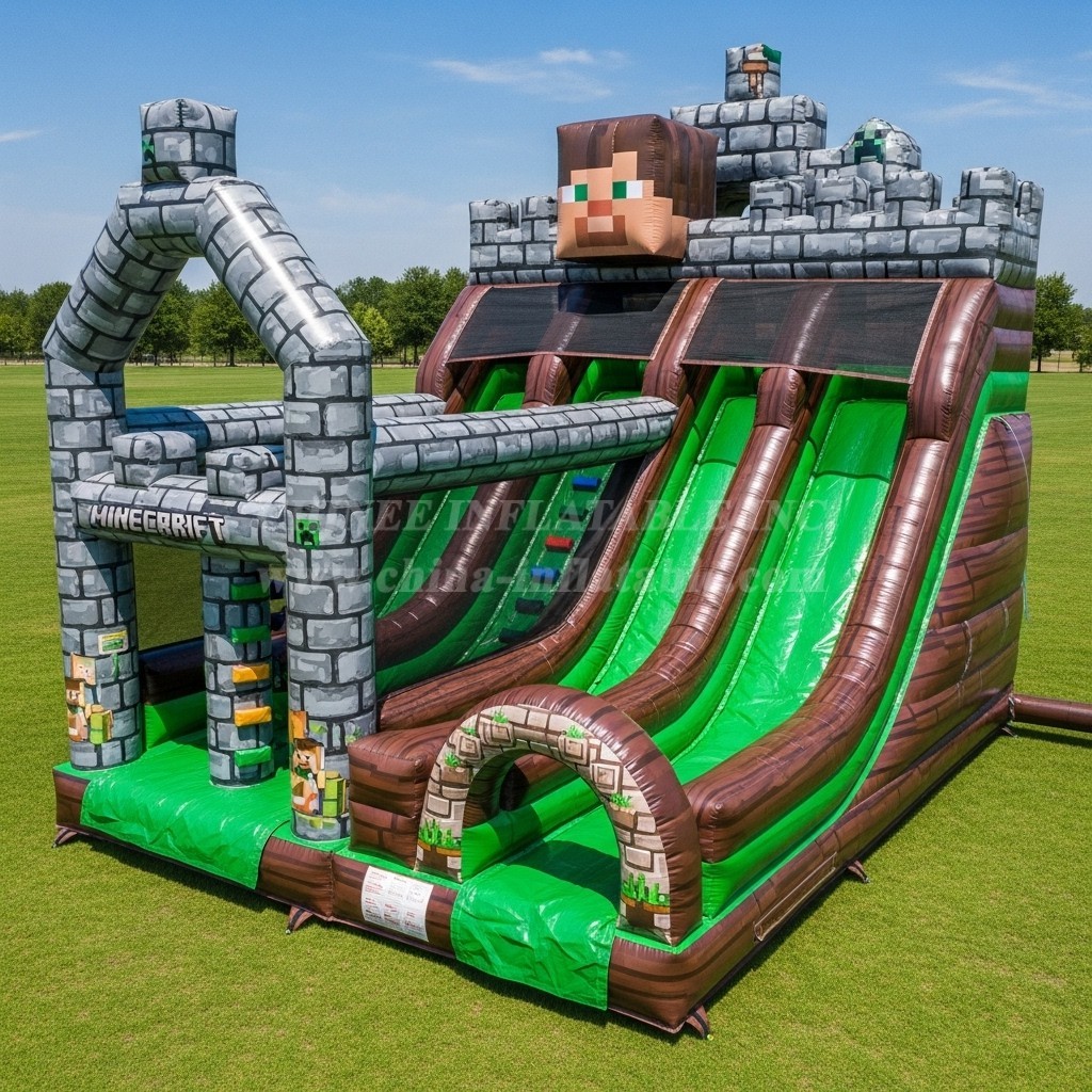 T8-9406 Minecraft Theme Inflatable Dry Slide