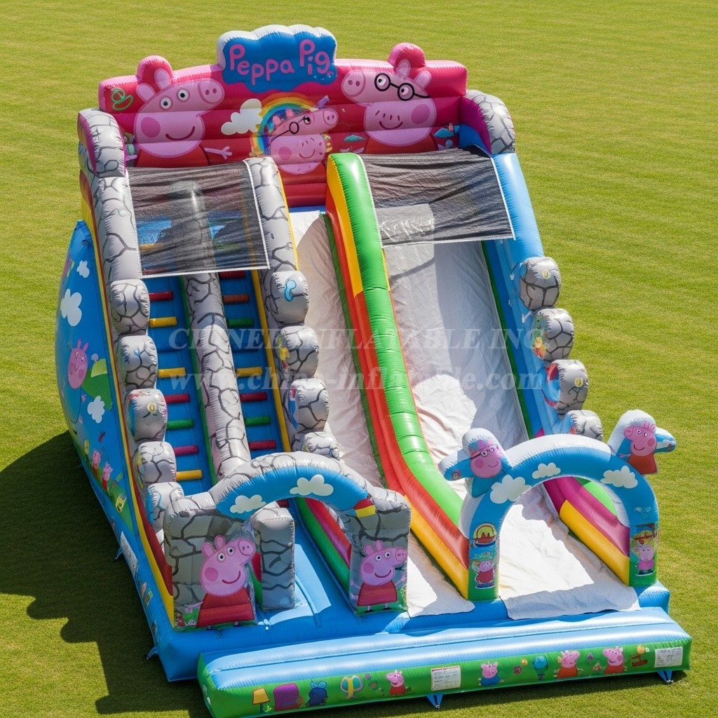 T8-9411 Peppa Pig Theme Inflatable Dry Slide