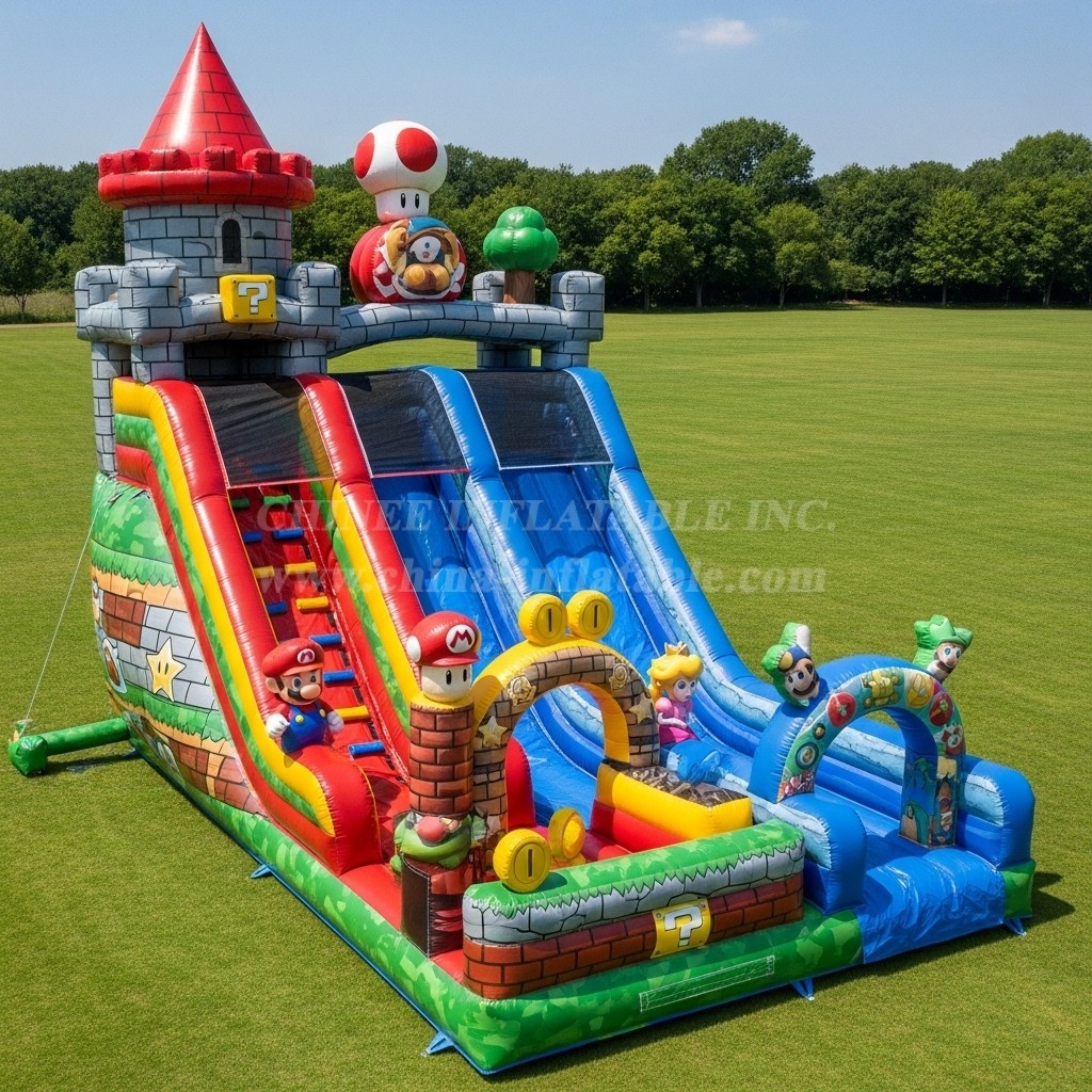 T8-9421 Super Mario Theme Inflatable Dry Slide