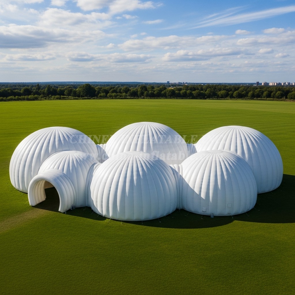 Tent1-6212 White Dome Cluster Inflatable Dome