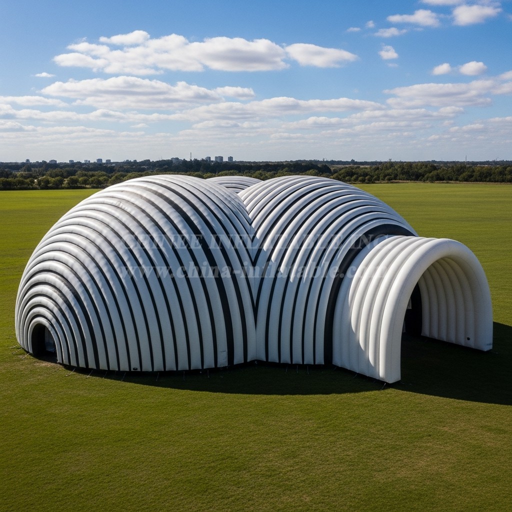 Tent1-6265 Stripe Arched Tunnel Inflatable Dome