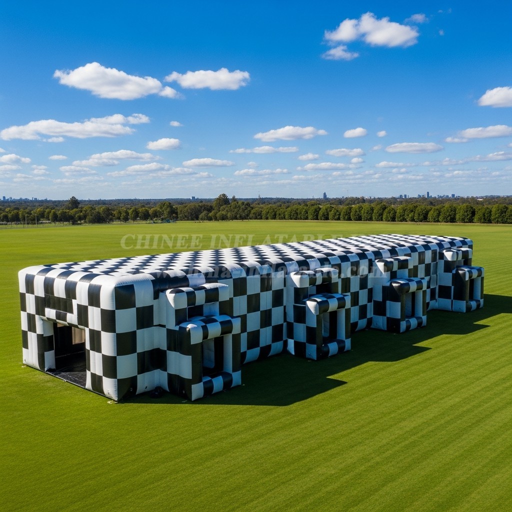 Tent1-6370 Black White Inflatable Checkerboard Structure