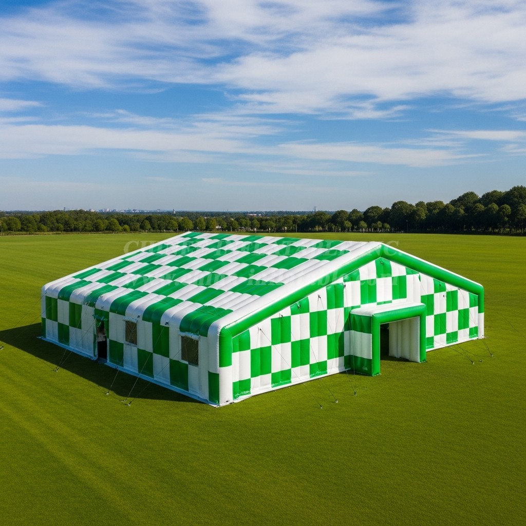 Tent1-6419 Green White Inflatable Rectangular Tent