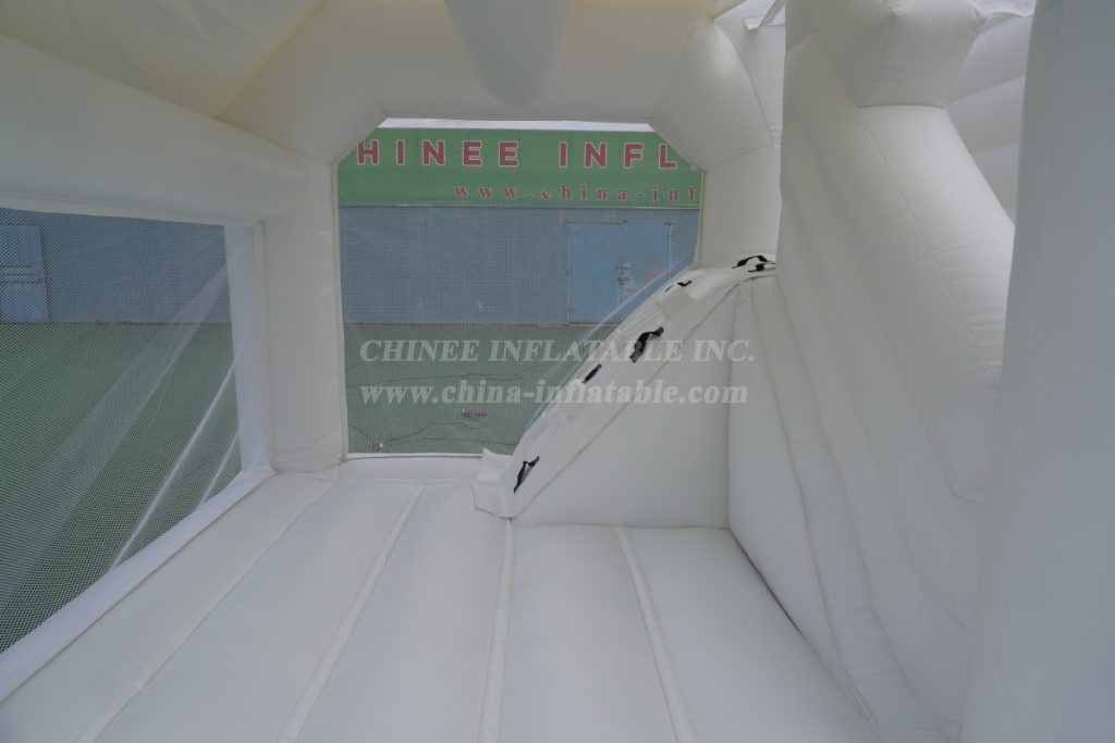 T2-3249G Pure White Bouncy Castle with Slide