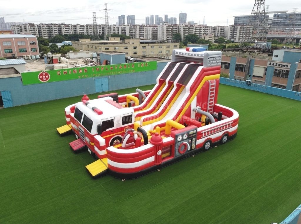 T6-6838 Firetruck Theme Inflatable Playground