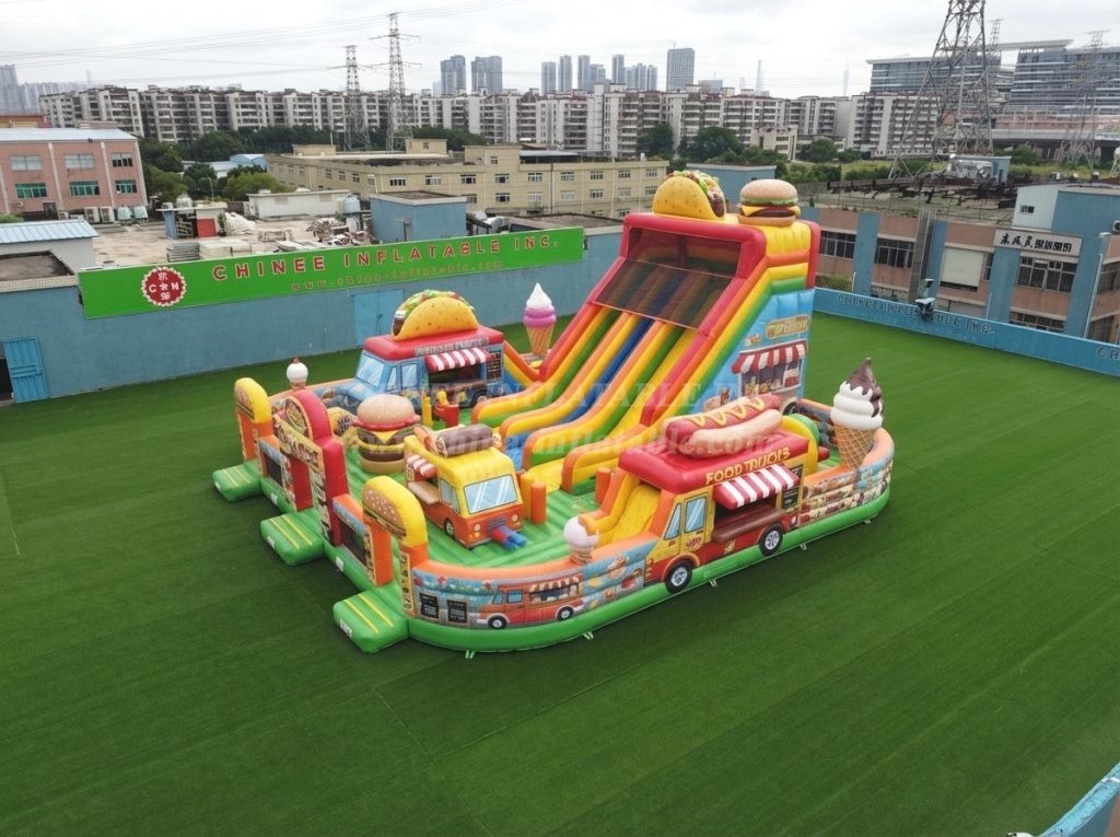 T6-6840 Food Trucks Theme Inflatable Playground