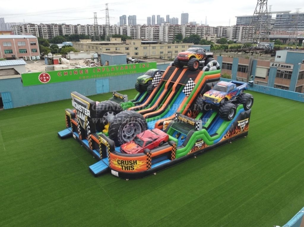 T6-6856 Monster Trucks Theme Inflatable Playground