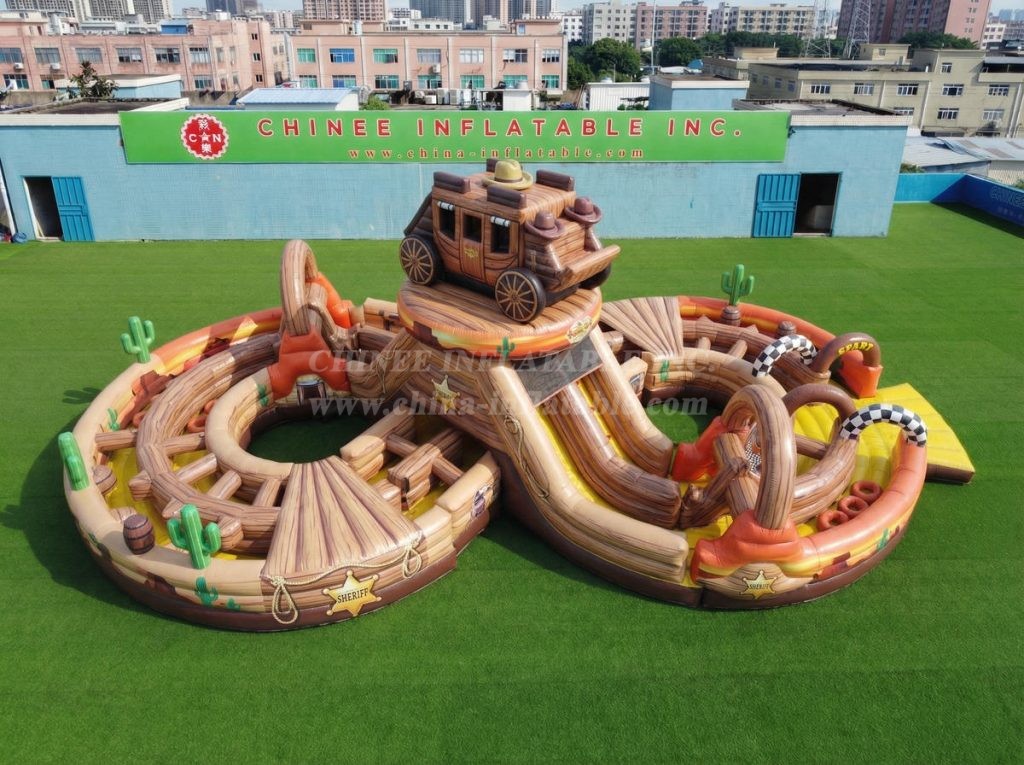 CR2-1001 Wild West Theme Ginat Inflatable Obstacle Courses Challenging Run