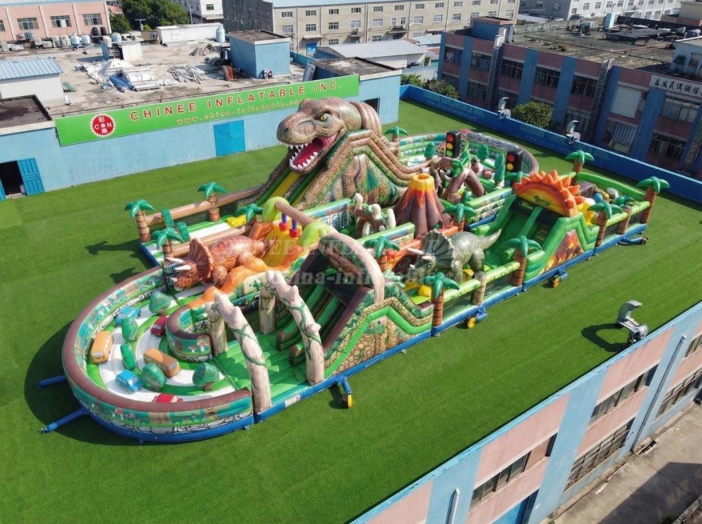 CR2-491 Dinosaur Theme Ginat Inflatable Obstacle Courses Challenging Run