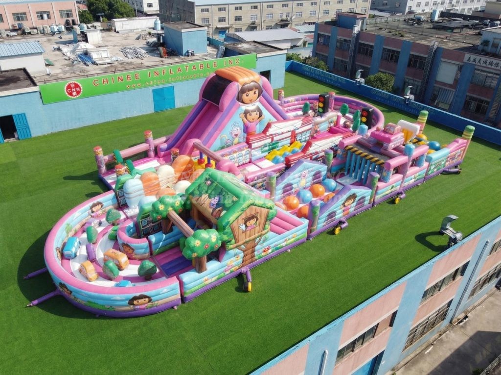 CR2-494 Dora Theme Ginat Inflatable Obstacle Courses Challenging Run