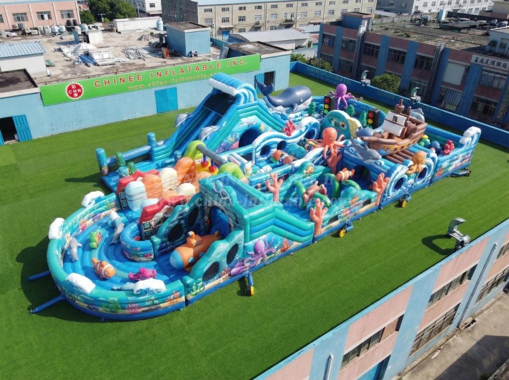 CR2-509 Ocean Theme Ginat Inflatable Obstacle Courses Challenging Run