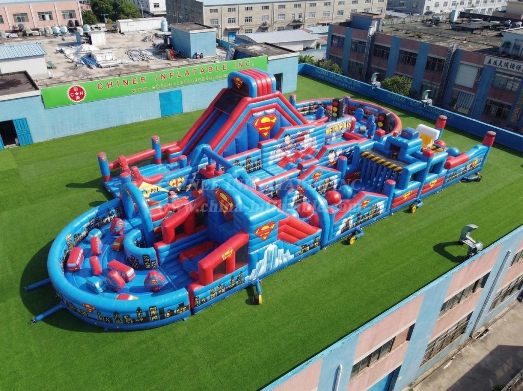 CR2-522 Superman Theme Ginat Inflatable Obstacle Courses Challenging Run