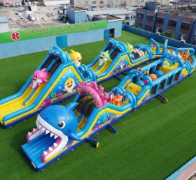CR2-539 Baby Shark Theme Giant Inflatable Obstacle Courses Challenging Run