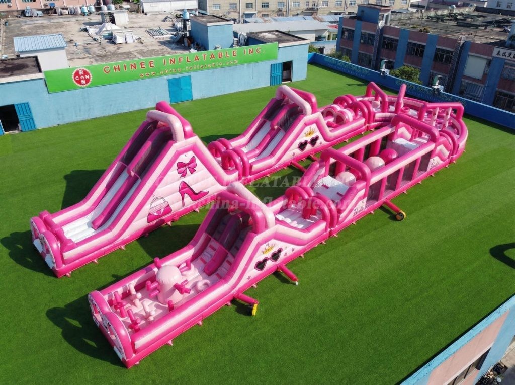 CR2-540 Barbie Theme Giant Inflatable Obstacle Courses Challenging Run