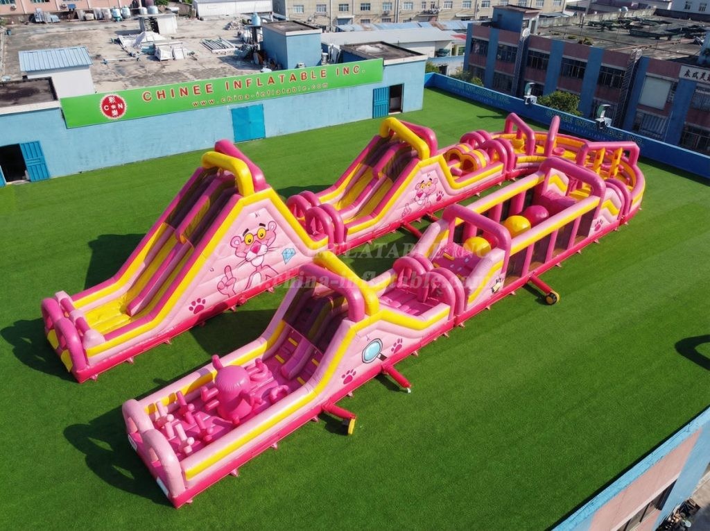 CR2-579 Pink Panther Theme Giant Inflatable Obstacle Courses Challenging Run
