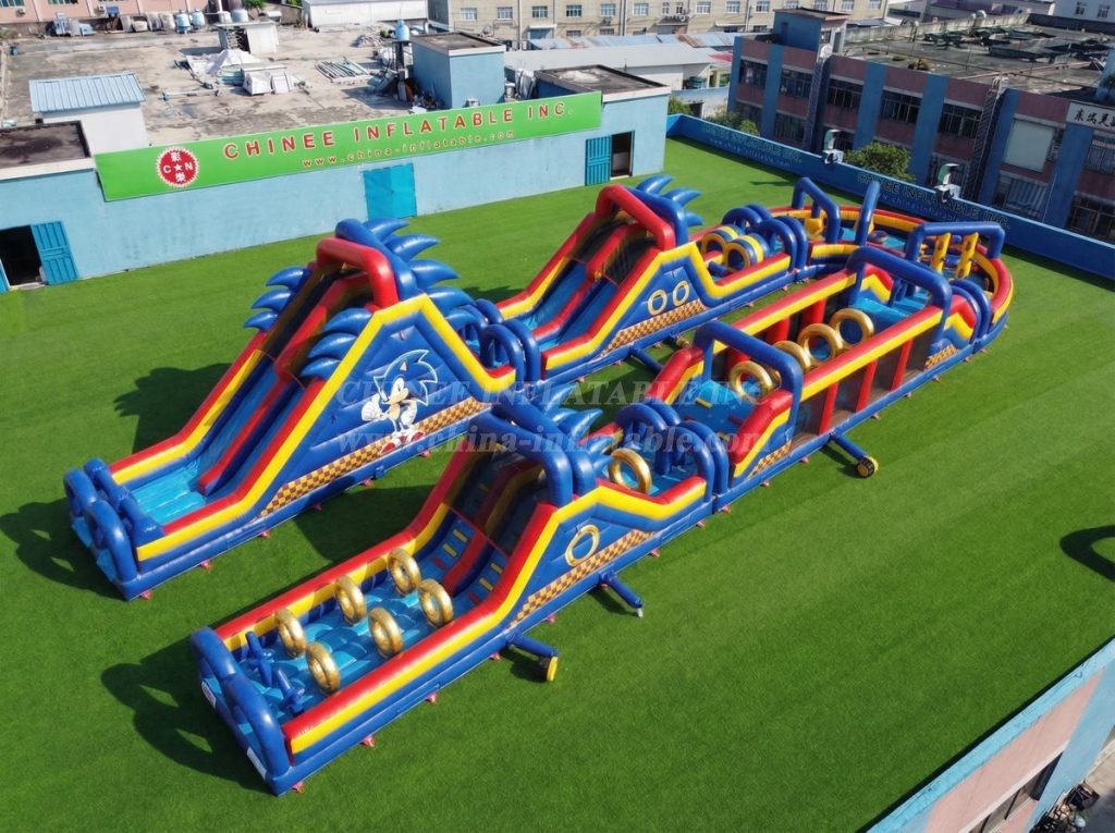 CR2-591 Sonic Theme Giant Inflatable Obstacle Courses Challenging Run