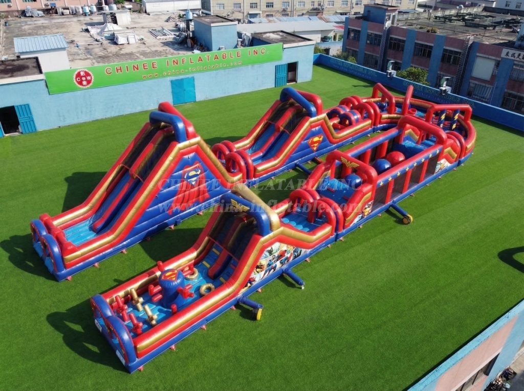 CR2-597 Superhero Theme Giant Inflatable Obstacle Courses Challenging Run